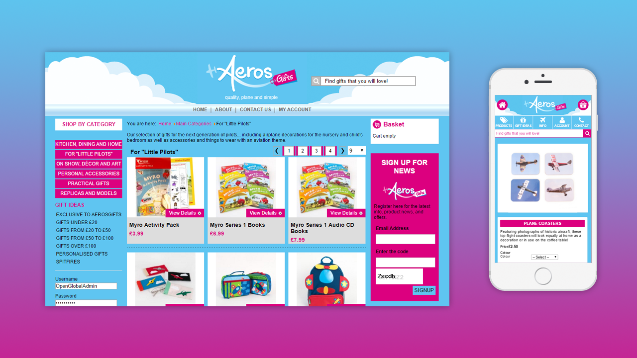 Aeros Gifts ECommerce Website by OpenGlobal ECommerce